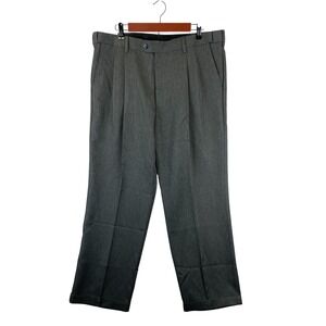 Savane Expandable Pleated Dress Pants Men's 38x29 Heather Charcoal Comfort